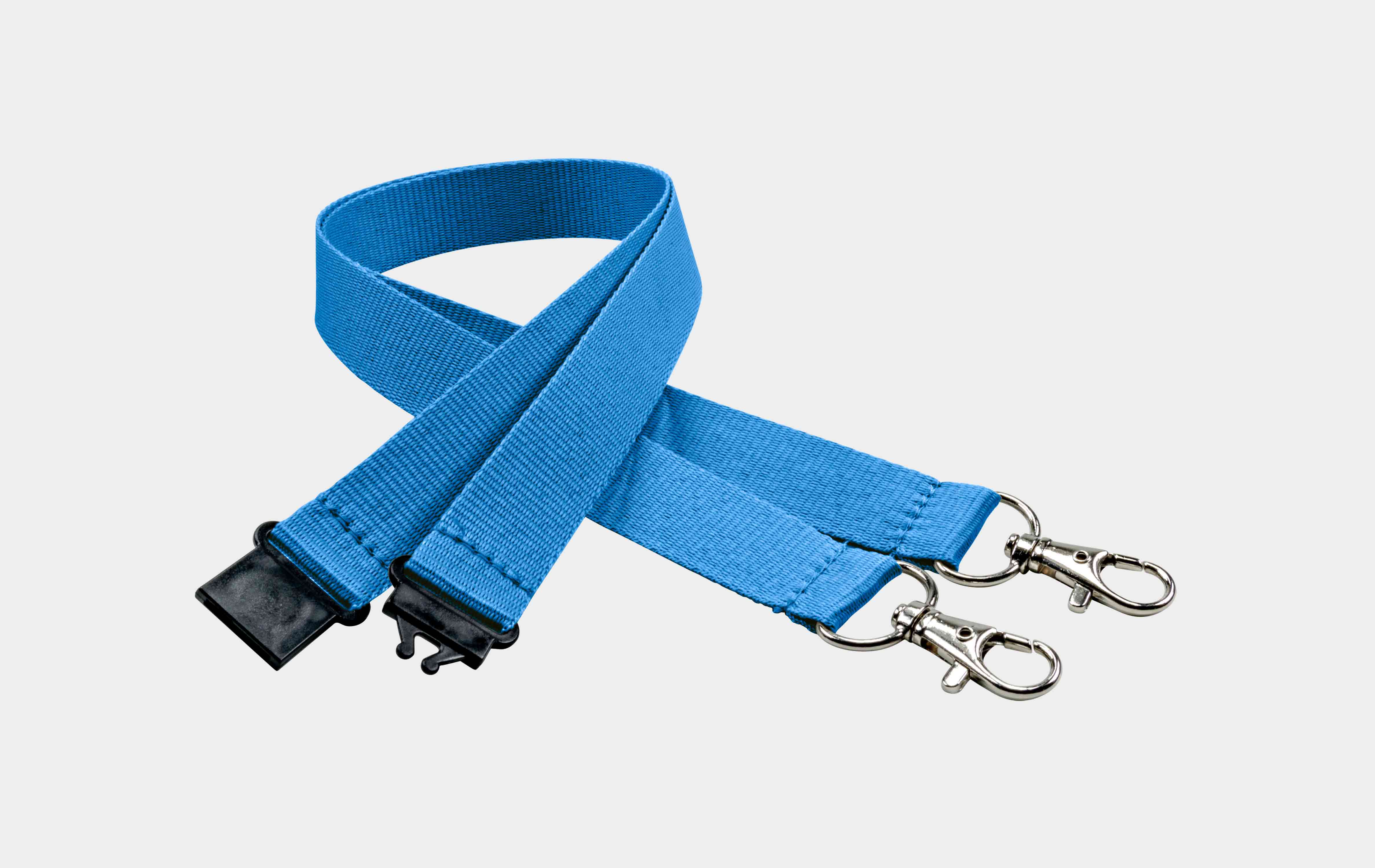 Schlüsselbänder 20 mm, 2x easy going Haken, Sicherheitsverschluss, Blau